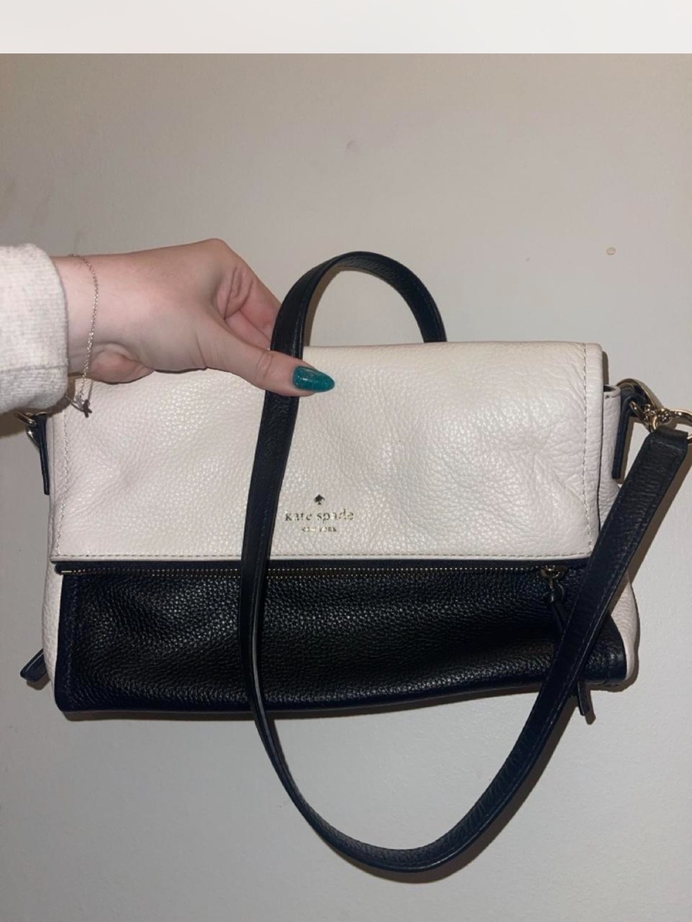 kate spade Two-Tone Black and White Leather Satchel